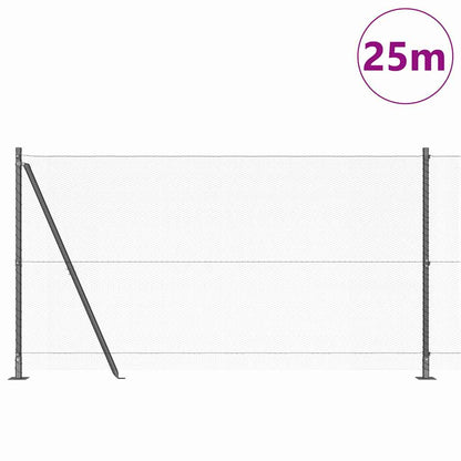 Zaun mit Pfosten Grau 1,2 x 25 m PVC-beschichteter Stahl