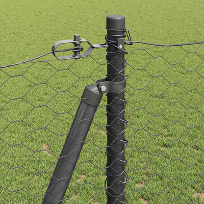 Zaun mit Pfosten Grau 1,4 x 25 m PVC-beschichteter Stahl
