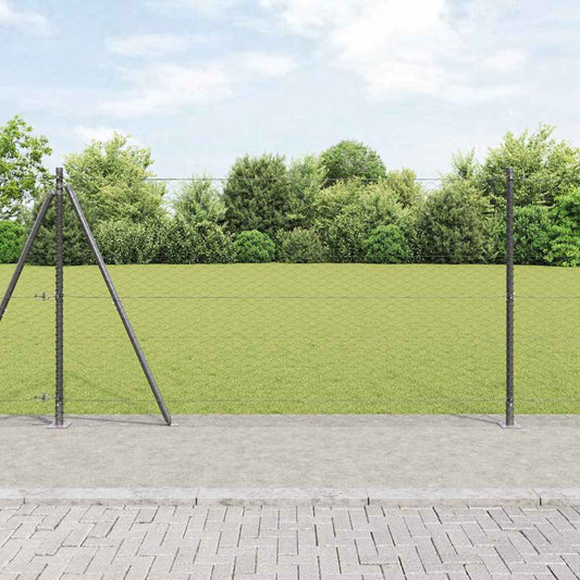 Zaun mit Pfosten Grau 1.4 x 25 m PVC-beschichteter Stahl