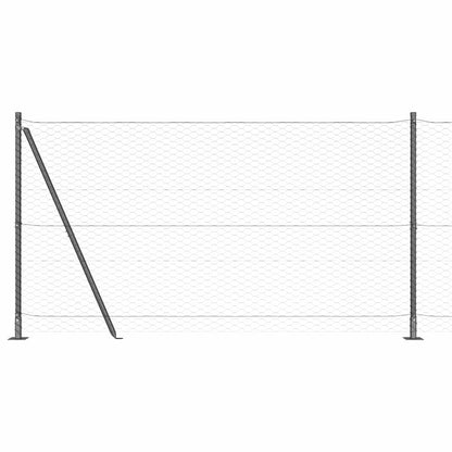 Zaun mit Pfosten Grau 1.4 x 25 m PVC-beschichteter Stahl