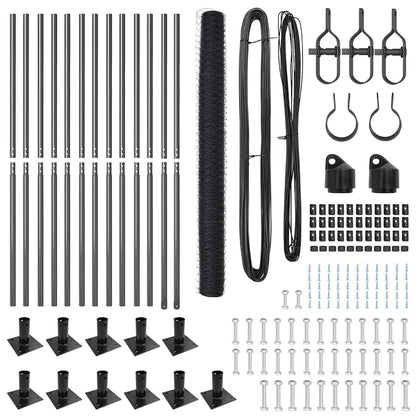 Zaun mit Pfosten Grau 1.4 x 25 m PVC-beschichteter Stahl