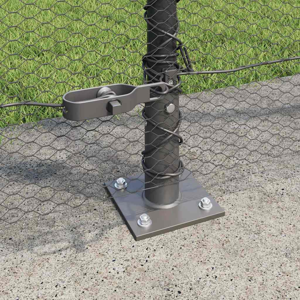 Zaun mit Pfosten Grau 1,5 x 25 m PVC-beschichteter Stahl