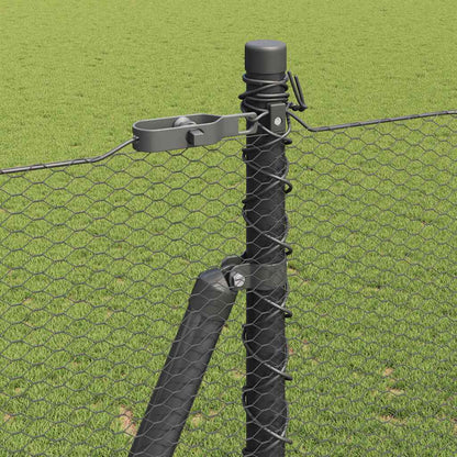 Zaun mit Pfosten Grau 1,5 x 25 m PVC-beschichteter Stahl