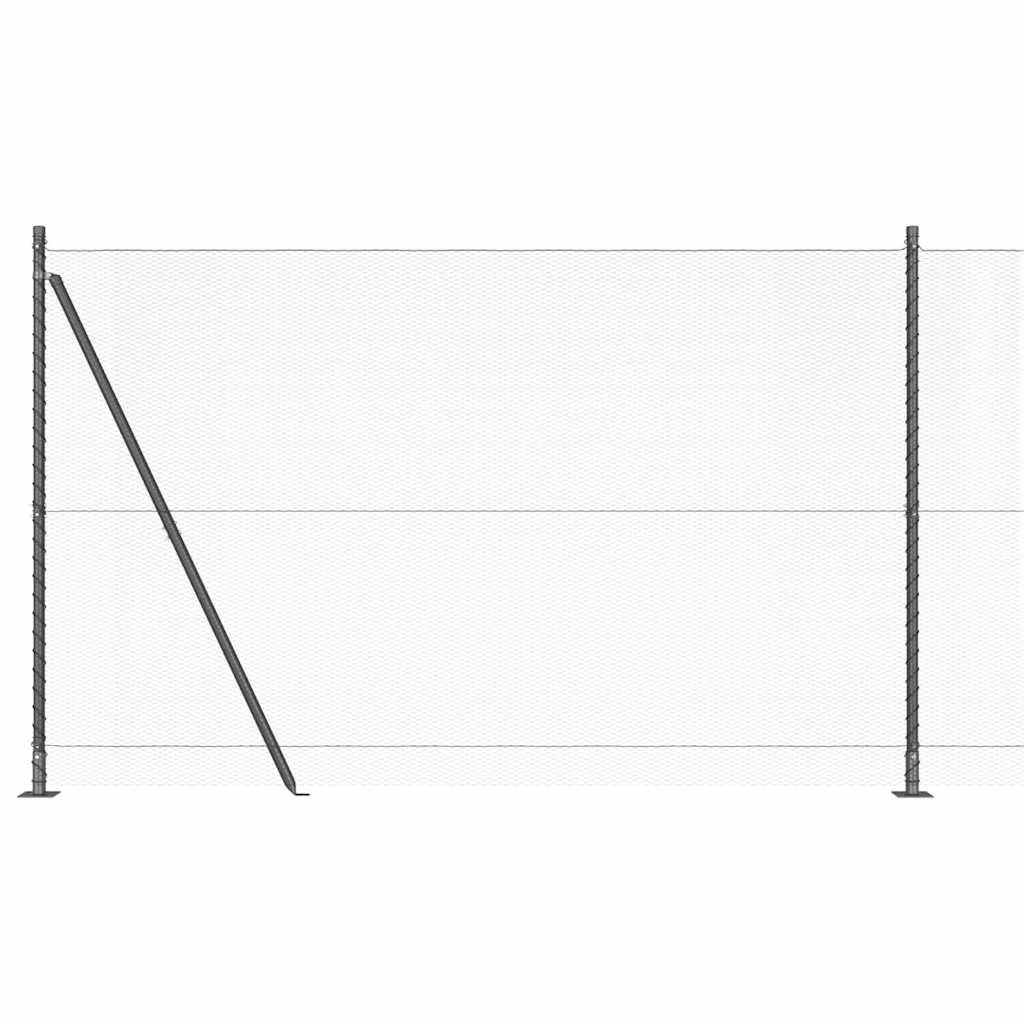 Zaun mit Pfosten Grau 1.5 x 25 m PVC-beschichteter Stahl