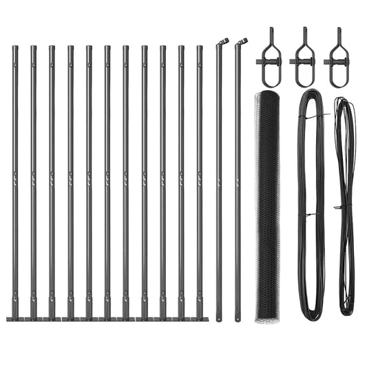 Zaun mit Pfosten Grau 1.5 x 25 m PVC-beschichteter Stahl