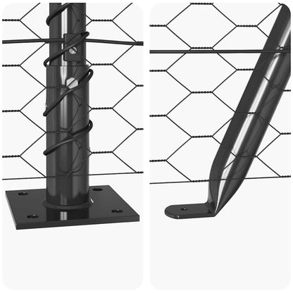 Zaun mit Pfosten Grau 1.5 x 25 m PVC-beschichteter Stahl
