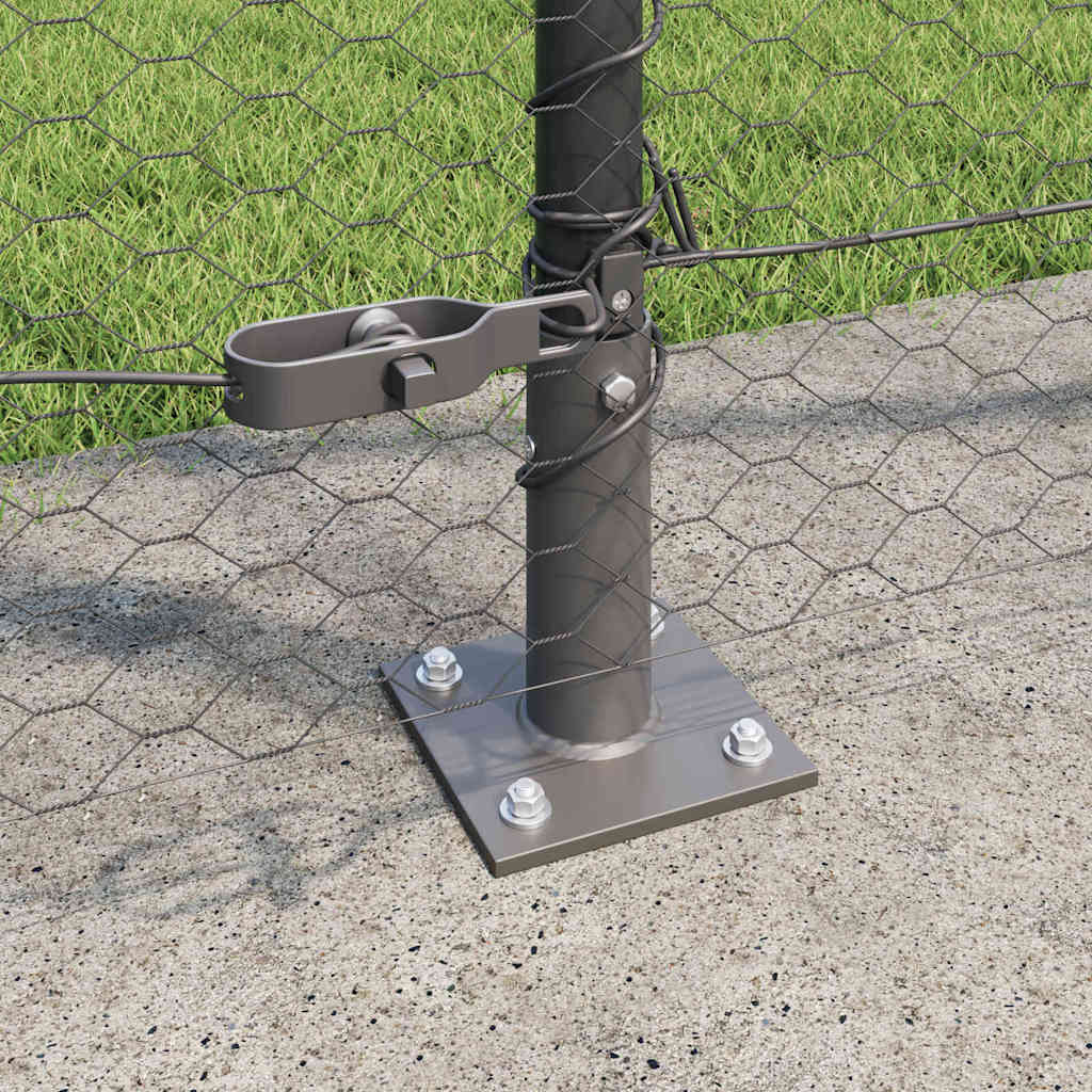 Zaun mit Pfosten Grau 1,5 x 25 m PVC-beschichteter Stahl