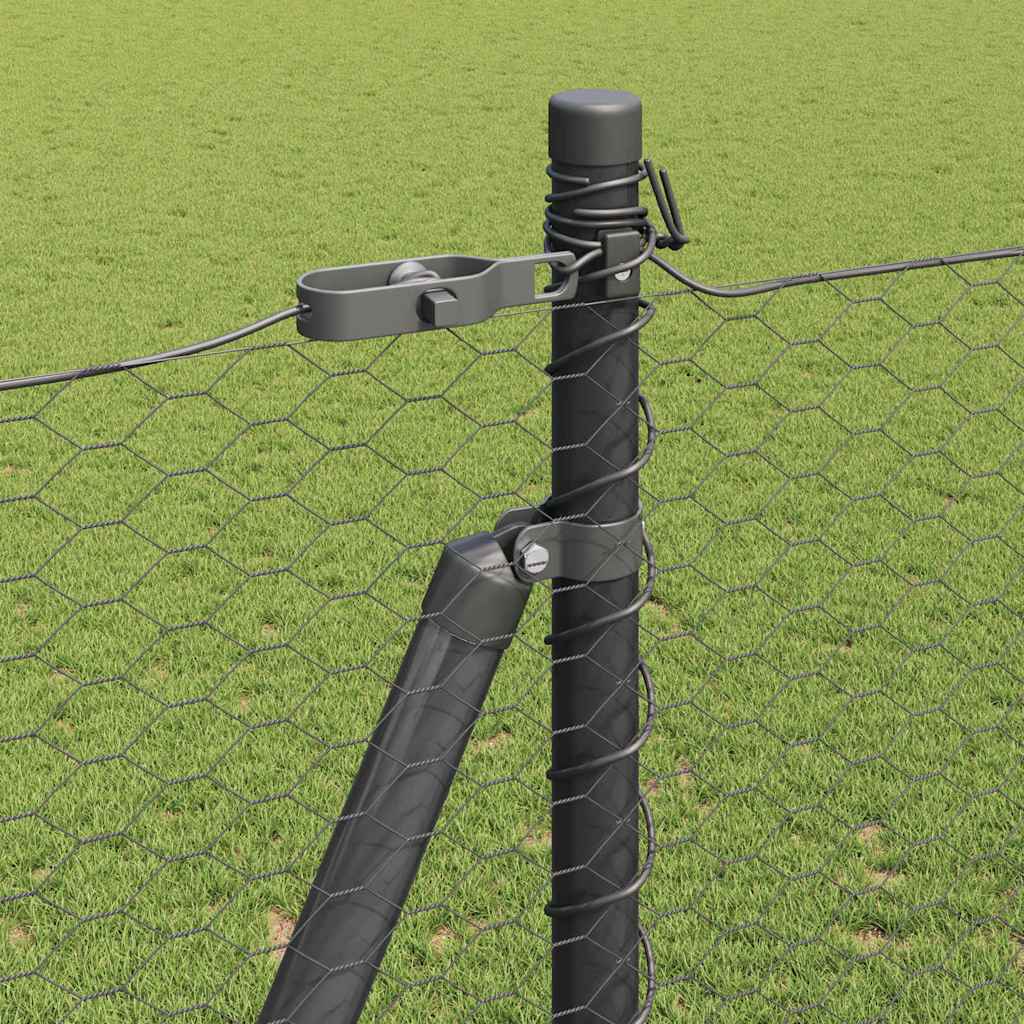 Zaun mit Pfosten Grau 1,5 x 25 m PVC-beschichteter Stahl