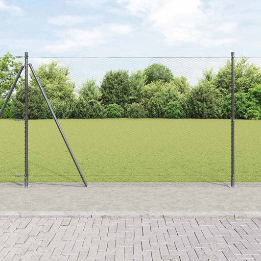 Zaun mit Pfosten Grau 1.5 x 25 m PVC-beschichteter Stahl
