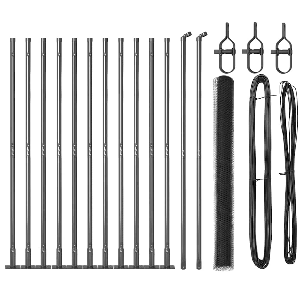 Zaun mit Pfosten Grau 1.5 x 25 m PVC-beschichteter Stahl