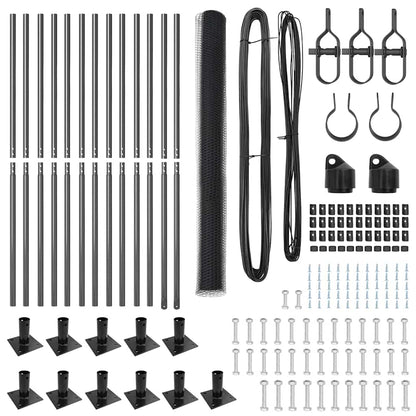 Zaun mit Pfosten Grau 1.5 x 25 m PVC-beschichteter Stahl