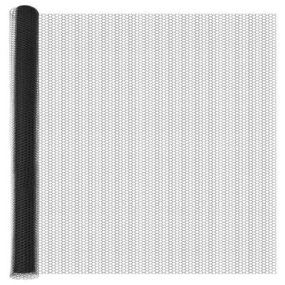 Zaun mit Pfosten Grau 1.5 x 25 m PVC-beschichteter Stahl