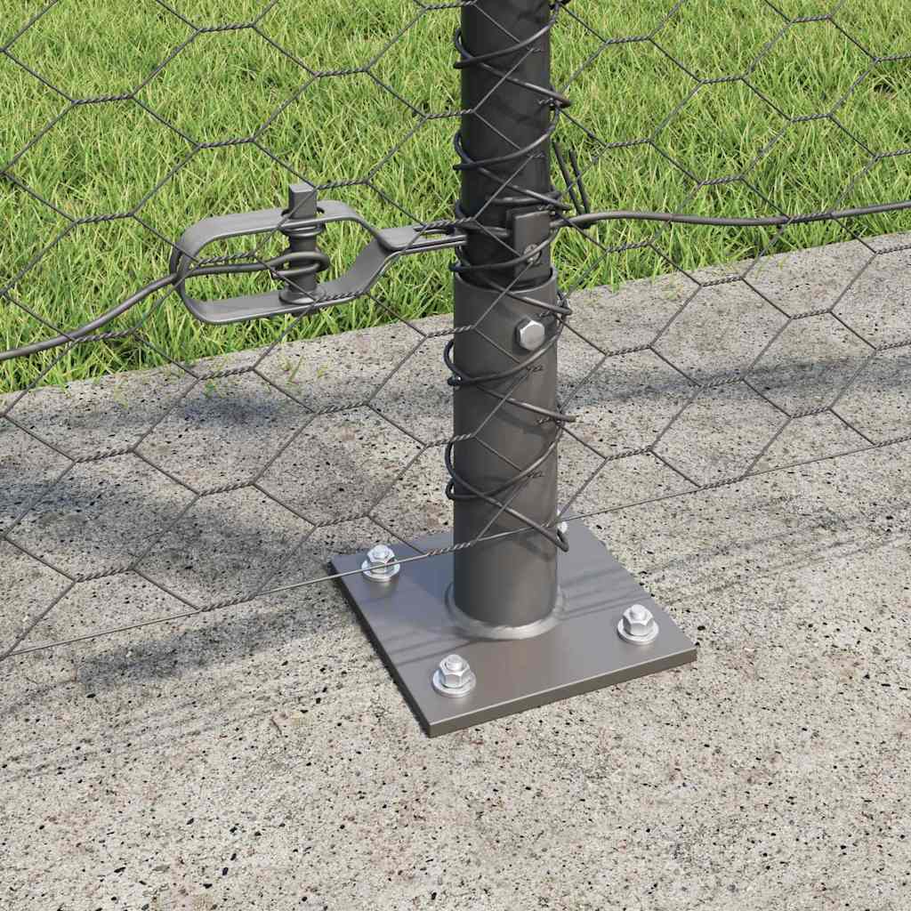 Zaun mit Pfosten Grau 1,5 x 25 m PVC-beschichteter Stahl
