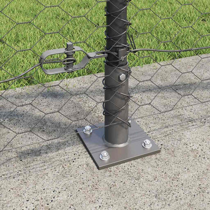 Zaun mit Pfosten Grau 1,5 x 25 m PVC-beschichteter Stahl