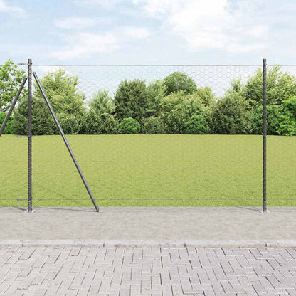 Zaun mit Pfosten Grau 1.5 x 25 m PVC-beschichteter Stahl