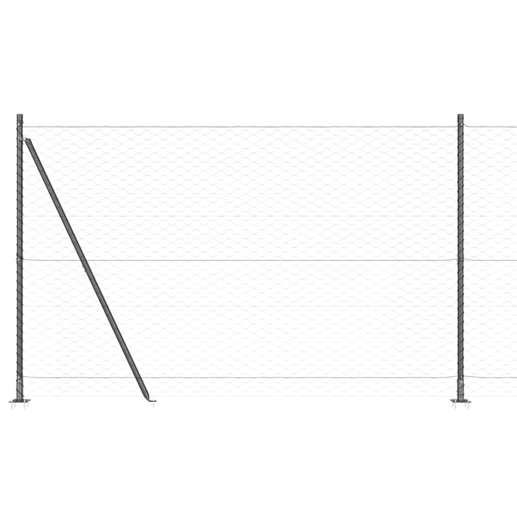 Zaun mit Pfosten Grau 1.5 x 25 m PVC-beschichteter Stahl