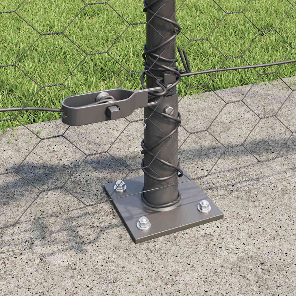 Zaun mit Pfosten Grau 0,5 x 50 m PVC-beschichteter Stahl