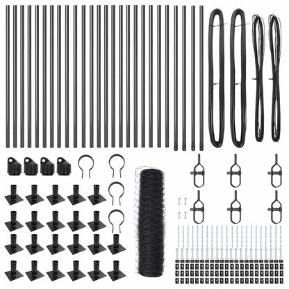 Zaun mit Pfosten Grau 0,5 x 50 m PVC-beschichteter Stahl