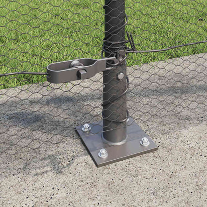 Zaun mit Pfosten Grau 0,8 x 50 m PVC-beschichteter Stahl
