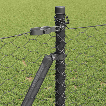 Zaun mit Pfosten Grau 0,8 x 50 m PVC-beschichteter Stahl