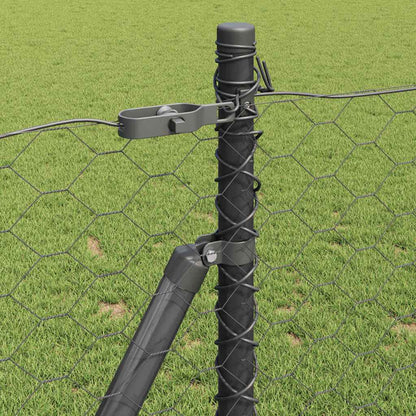 Zaun mit Pfosten Grau 0,8 x 50 m PVC-beschichteter Stahl