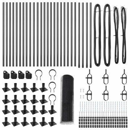 Zaun mit Pfosten Grau 1 x 50 m PVC-beschichteter Stahl