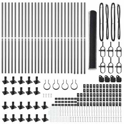 Zaun mit Pfosten Grau 1,2 x 50 m PVC-beschichteter Stahl