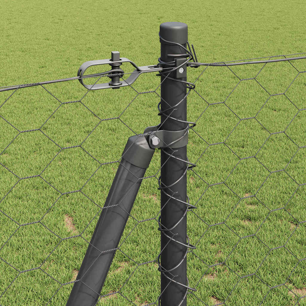 Zaun mit Pfosten Grau 1,2 x 50 m PVC-beschichteter Stahl