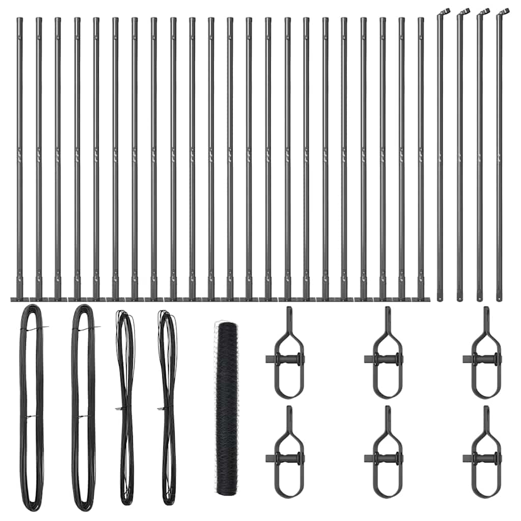 Zaun mit Pfosten Grau 1,2 x 50 m PVC-beschichteter Stahl