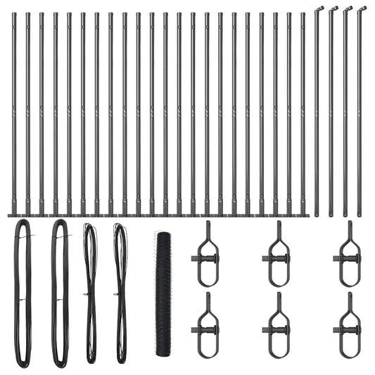 Zaun mit Pfosten Grau 1,2 x 50 m PVC-beschichteter Stahl