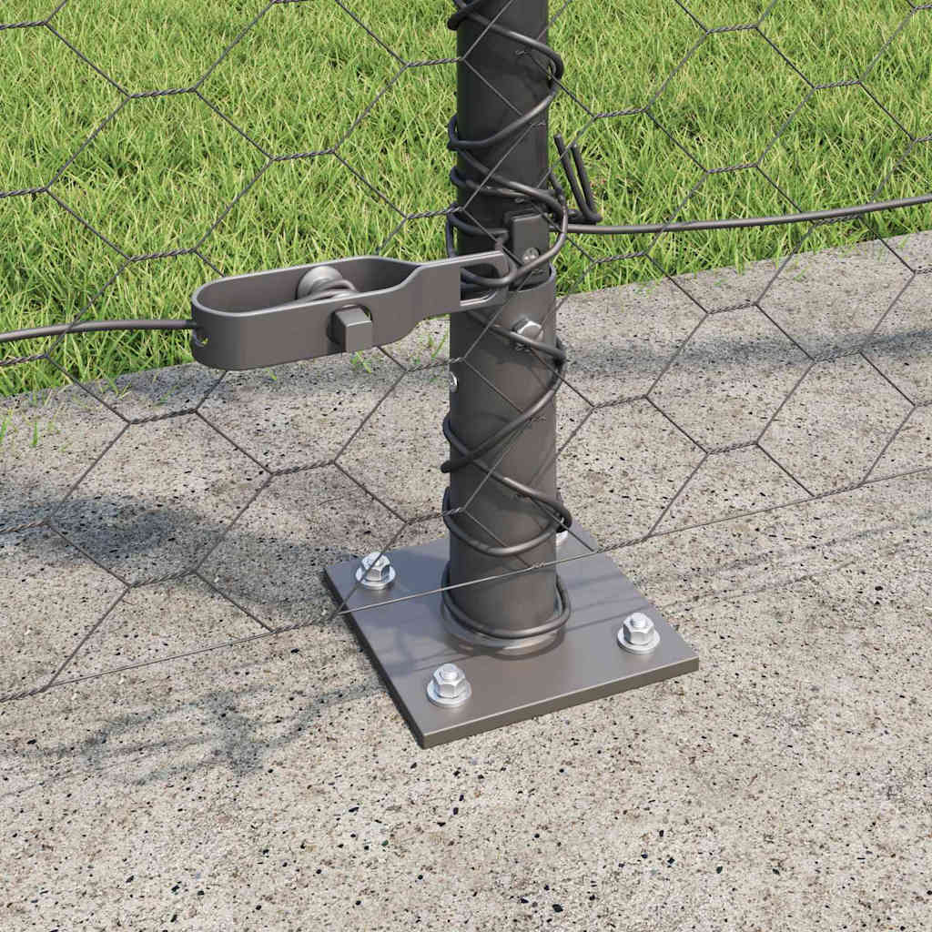 Zaun mit Pfosten Grau 1,4 x 50 m PVC-beschichteter Stahl
