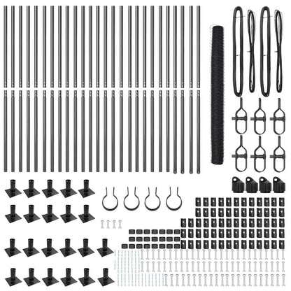 Zaun mit Pfosten Grau 1,5 x 50 m PVC-beschichteter Stahl