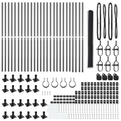 Zaun mit Pfosten Grau 1,6 x 50 m PVC-beschichteter Stahl
