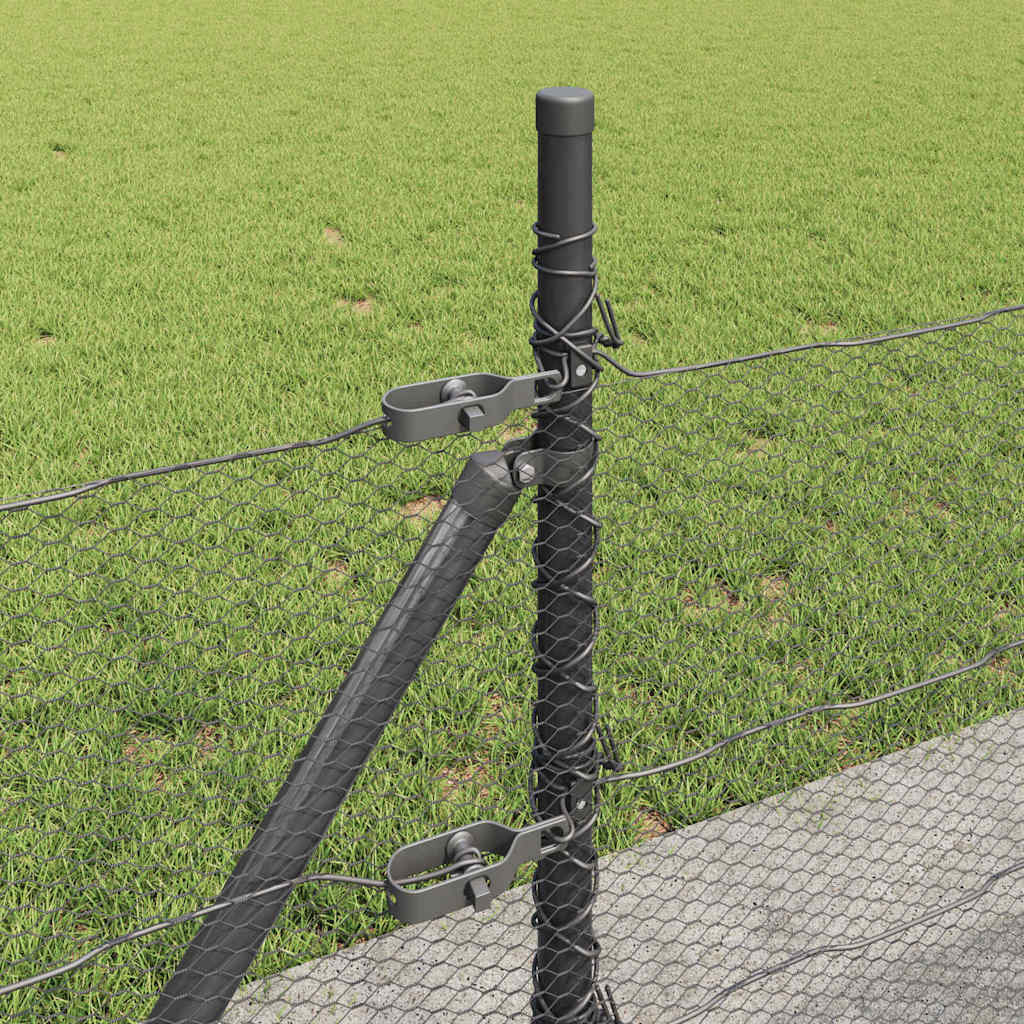 Zaun mit Pfosten Grau 0,4 x 100 m PVC-beschichteter Stahl