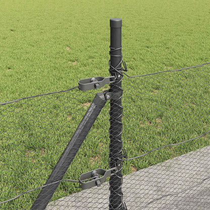 Zaun mit Pfosten Grau 0,4 x 100 m PVC-beschichteter Stahl