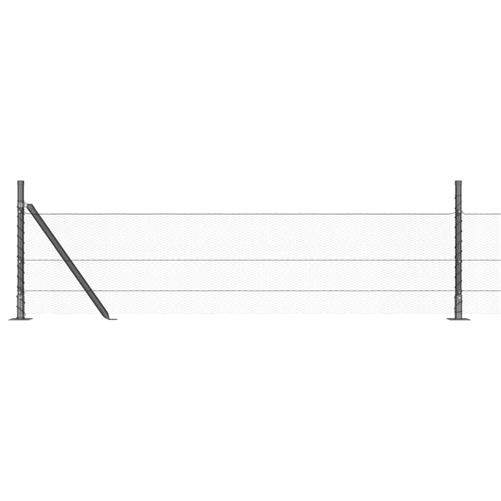 Zaun mit Pfosten Grau 0,4 x 100 m PVC-beschichteter Stahl