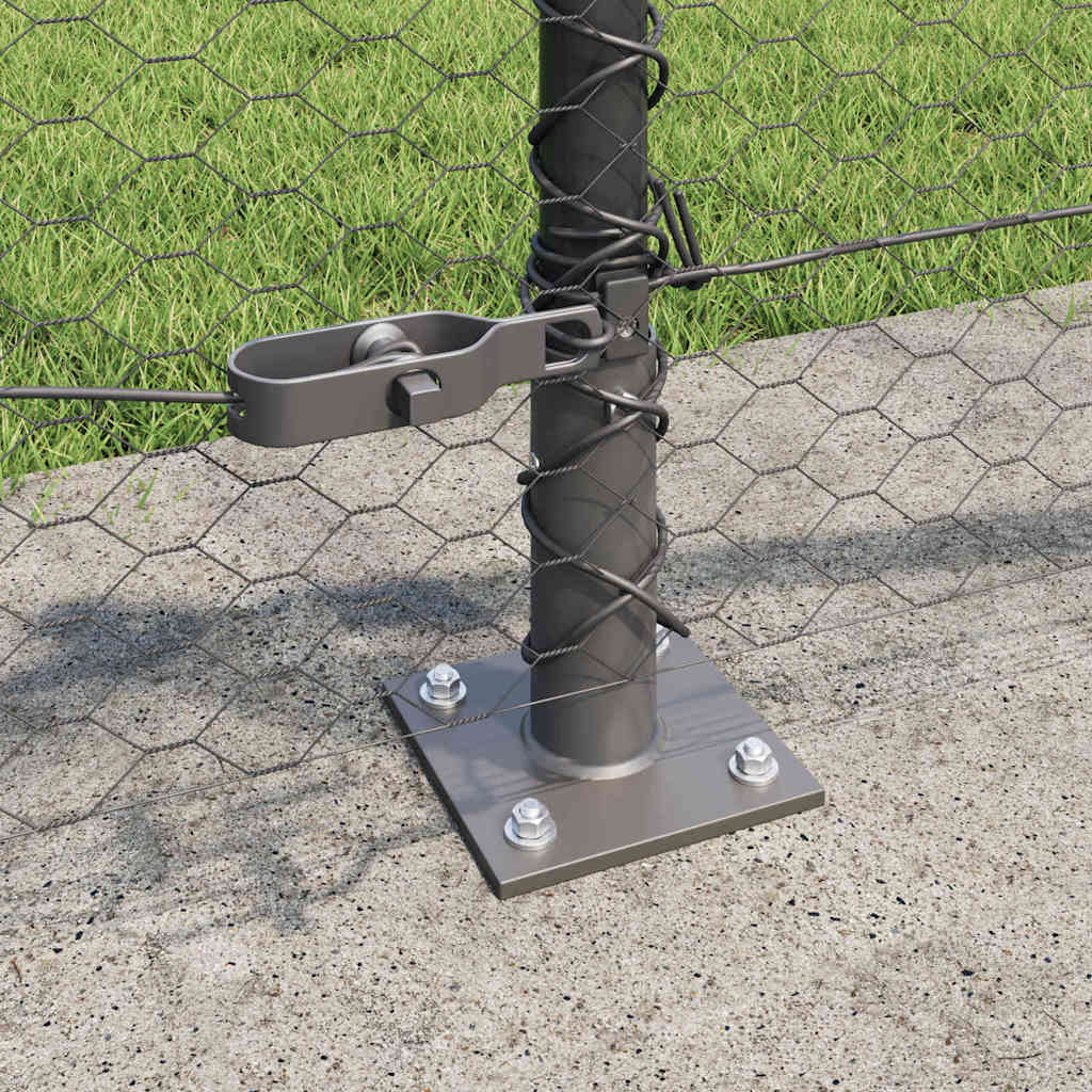 Zaun mit Pfosten Grau 0,4 x 100 m PVC-beschichteter Stahl