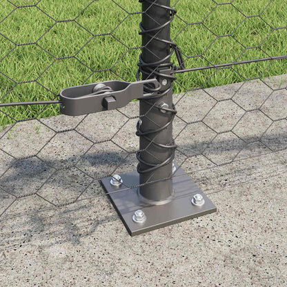 Zaun mit Pfosten Grau 0,4 x 100 m PVC-beschichteter Stahl