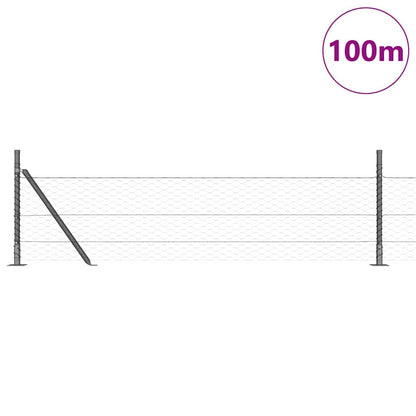 Zaun mit Pfosten Grau 0,4 x 100 m PVC-beschichteter Stahl