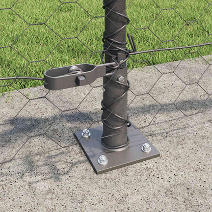 Zaun mit Pfosten Grau 0,4 x 100 m PVC-beschichteter Stahl