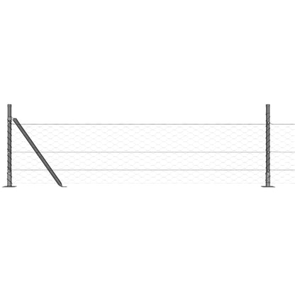Zaun mit Pfosten Grau 0,5 x 100 m PVC-beschichteter Stahl