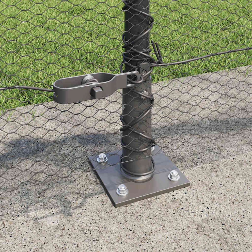Zaun mit Pfosten Grau 0,6 x 100 m PVC-beschichteter Stahl