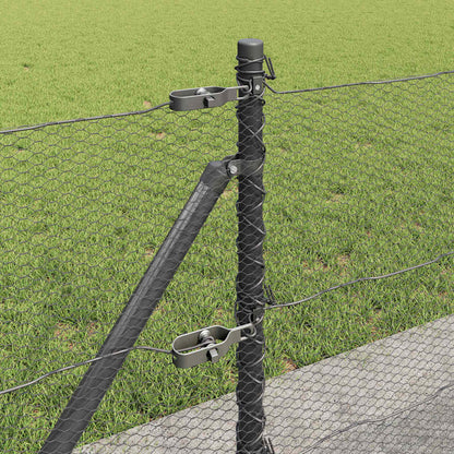 Zaun mit Pfosten Grau 0,6 x 100 m PVC-beschichteter Stahl