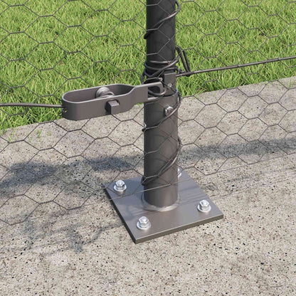 Zaun mit Pfosten Grau 0,6 x 100 m PVC-beschichteter Stahl