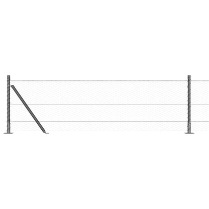 Zaun mit Pfosten Grau 0,6 x 100 m PVC-beschichteter Stahl