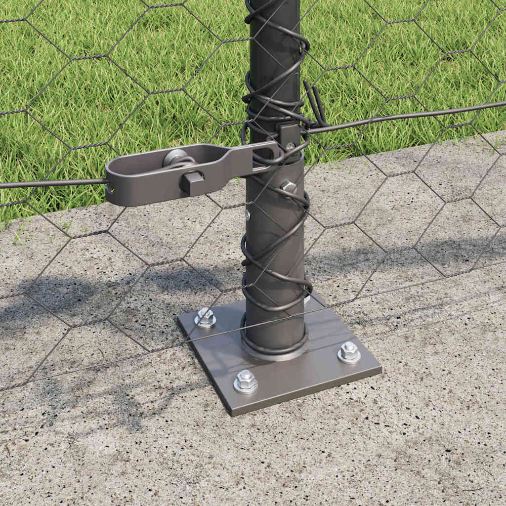 Zaun mit Pfosten Grau 0,6 x 100 m PVC-beschichteter Stahl