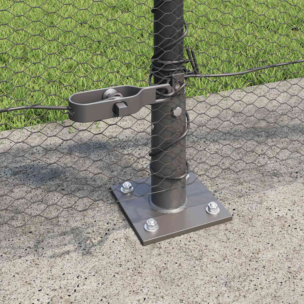 Zaun mit Pfosten Grau 0,8 x 100 m PVC-beschichteter Stahl