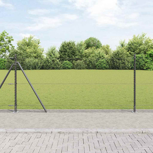 Zaun mit Pfosten Grau 0,8 x 100 m PVC-beschichteter Stahl