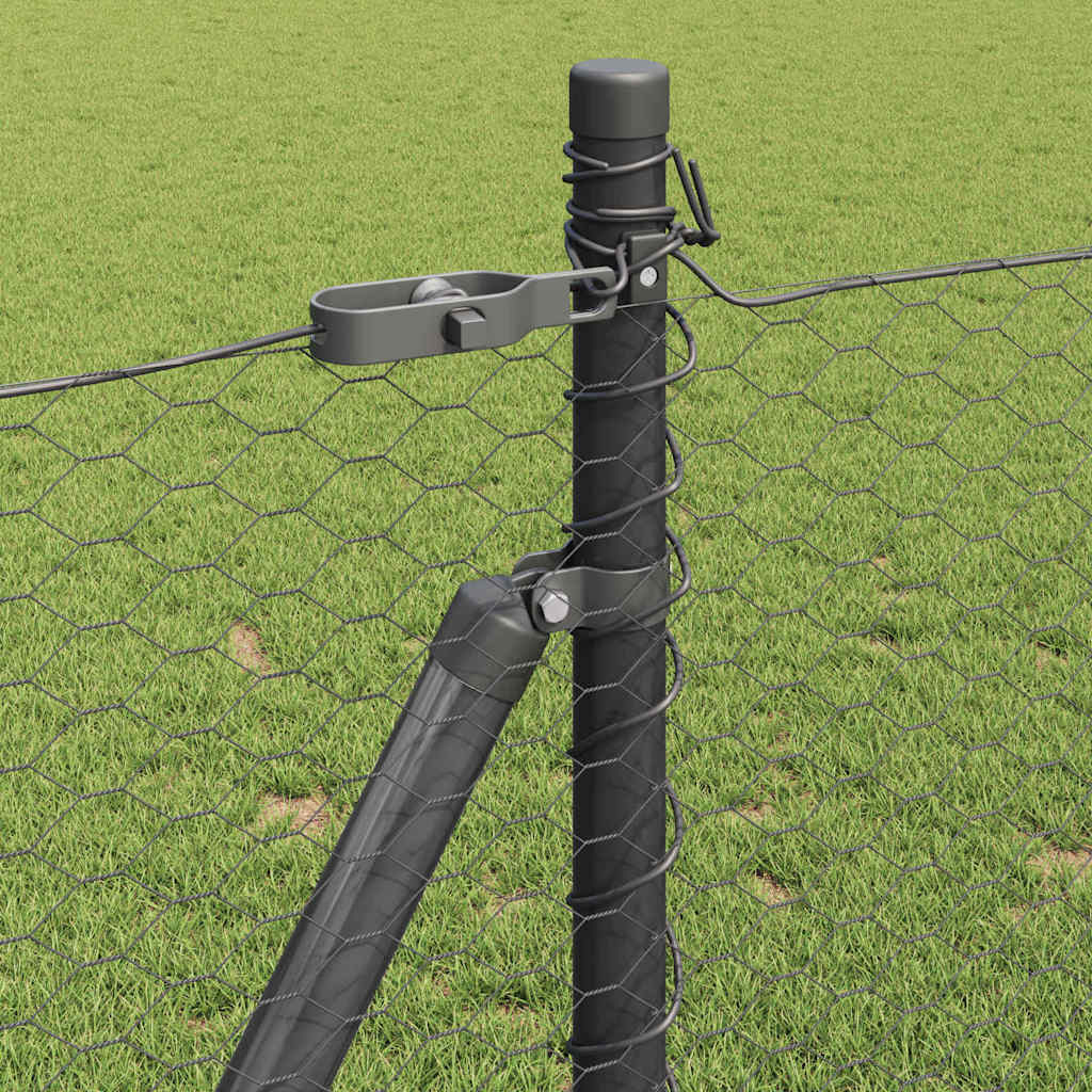Zaun mit Pfosten Grau 0,8 x 100 m PVC-beschichteter Stahl