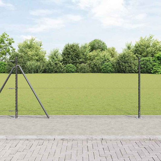 Zaun mit Pfosten Grau 0,8 x 100 m PVC-beschichteter Stahl